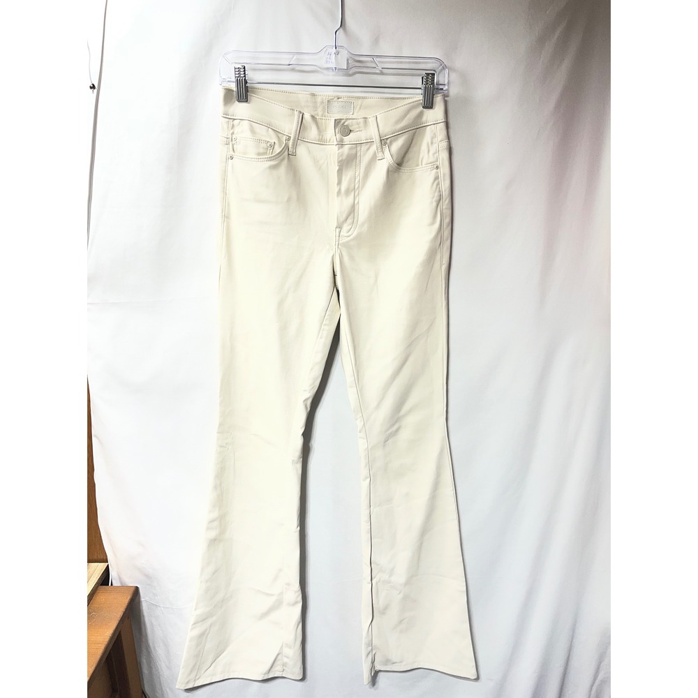 Mother Cream Leather High Waisted Flare Pants Trousers Off White Cream Size‎ 28